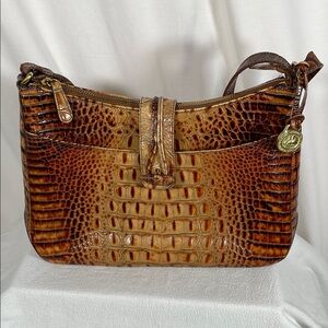 Brahmin Brown Crocodile-Embossed Leather Bag